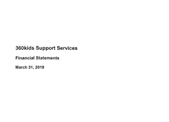 360kids Support Services Financial Statements March 31, 2019